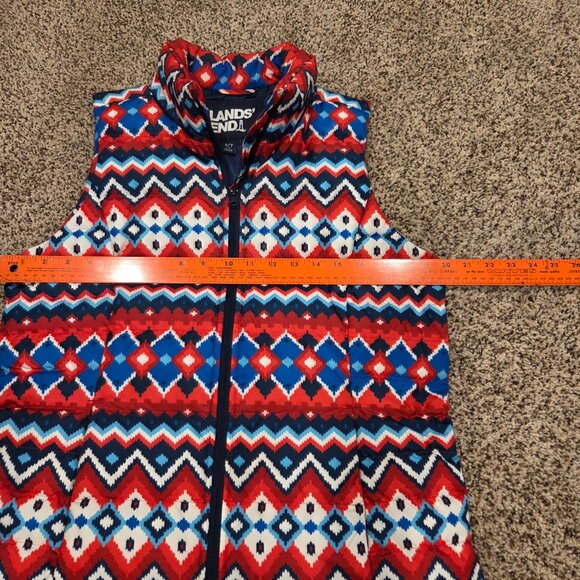 Lands' End Full Zip Quilted Puffer Vest Women's Size S Multicolor Geometric Warm - Picture 5 of 7